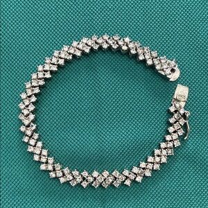Elegant Sterling Silver CZ tennis-style Bracelet